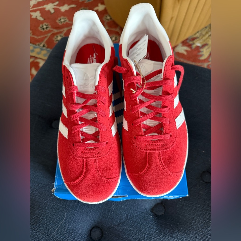 Adidas Gazelle Red and White Shoes